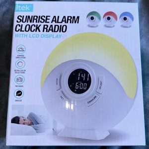 itek Sunrise Alarm Clock Radio with LCD display NWT, seven color selections